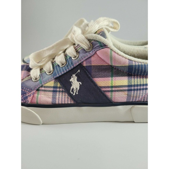 Polo Ralph Lauren Sneakers PLAID Tennis Shoes Men’s /Youth Sz 4.5 US Euro Sz 36 - Picture 3 of 9